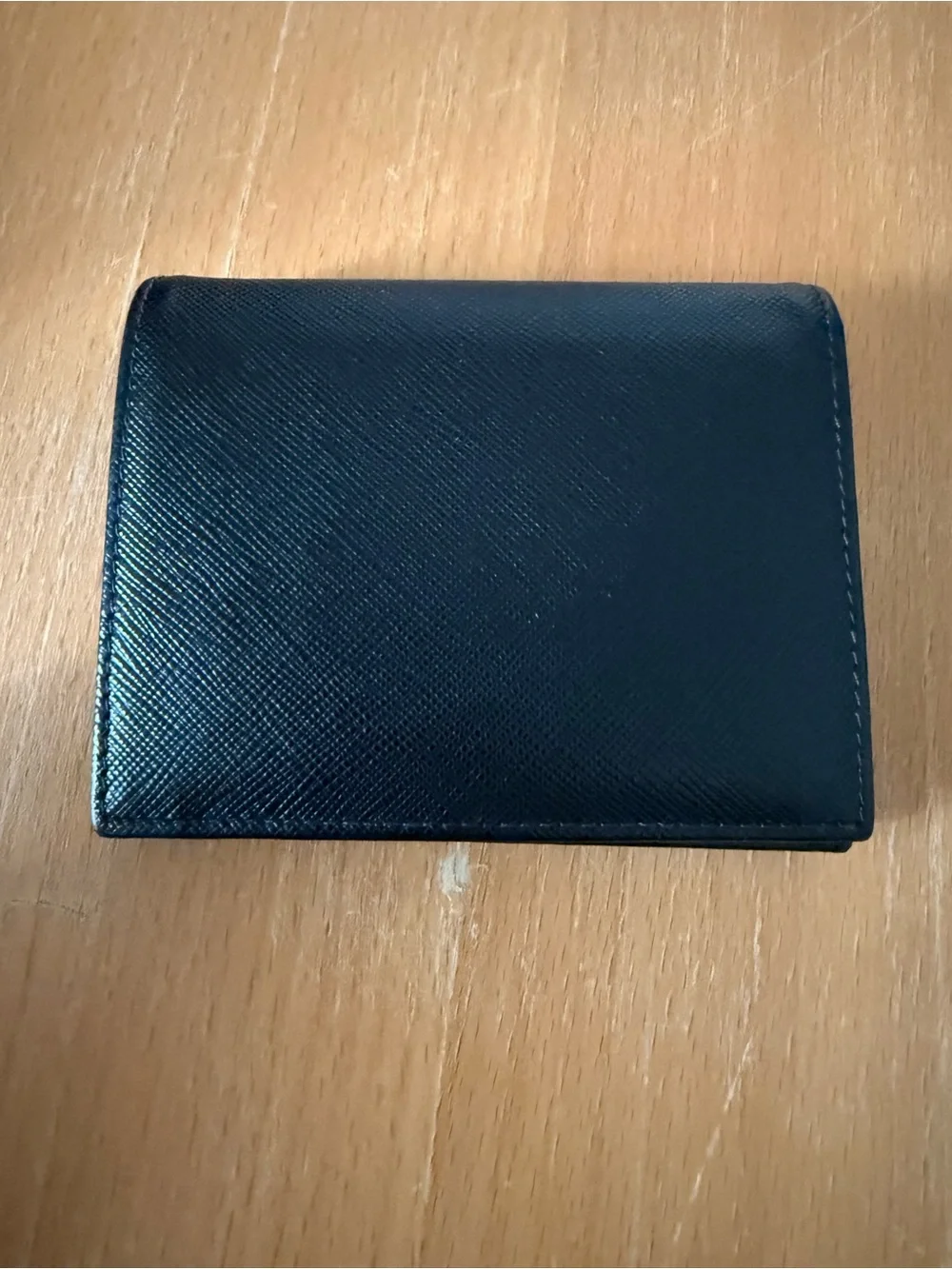 Prada Black Saffiano Leather Card & Key Holder with Gold Logo